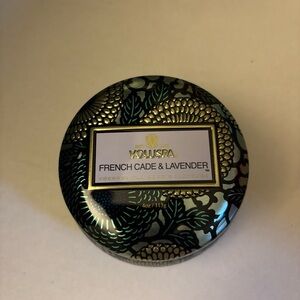 Voluspa French Cade & Lavender 4oz Mini Candle- Elegant Blue and Gold